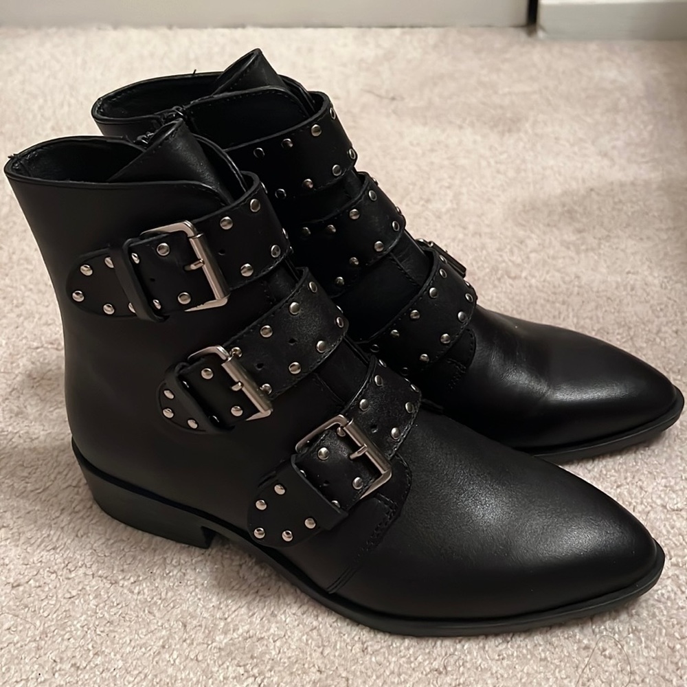 Black Studded Flat Booties